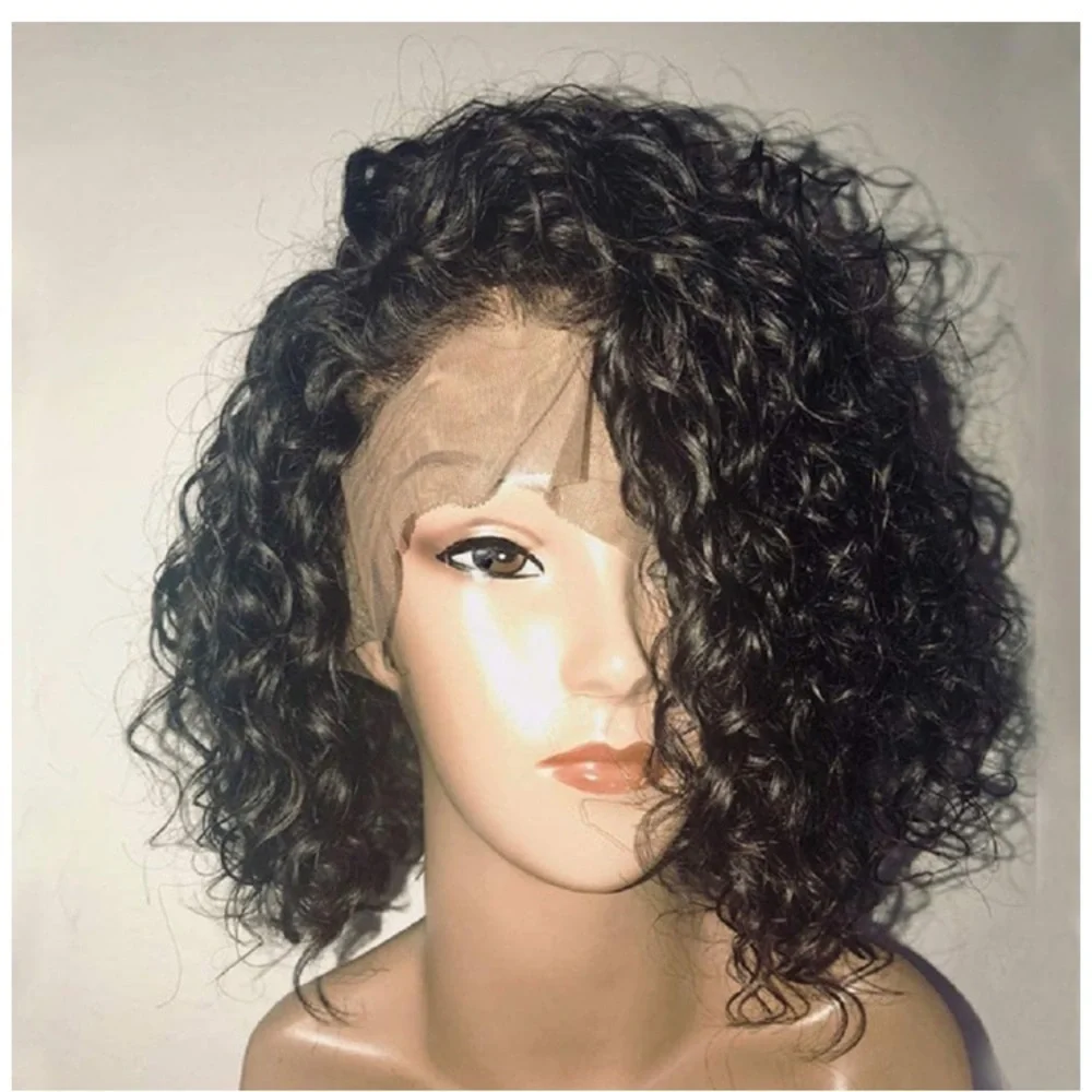 Short Bob Curly Human Hair Lace Front Wig